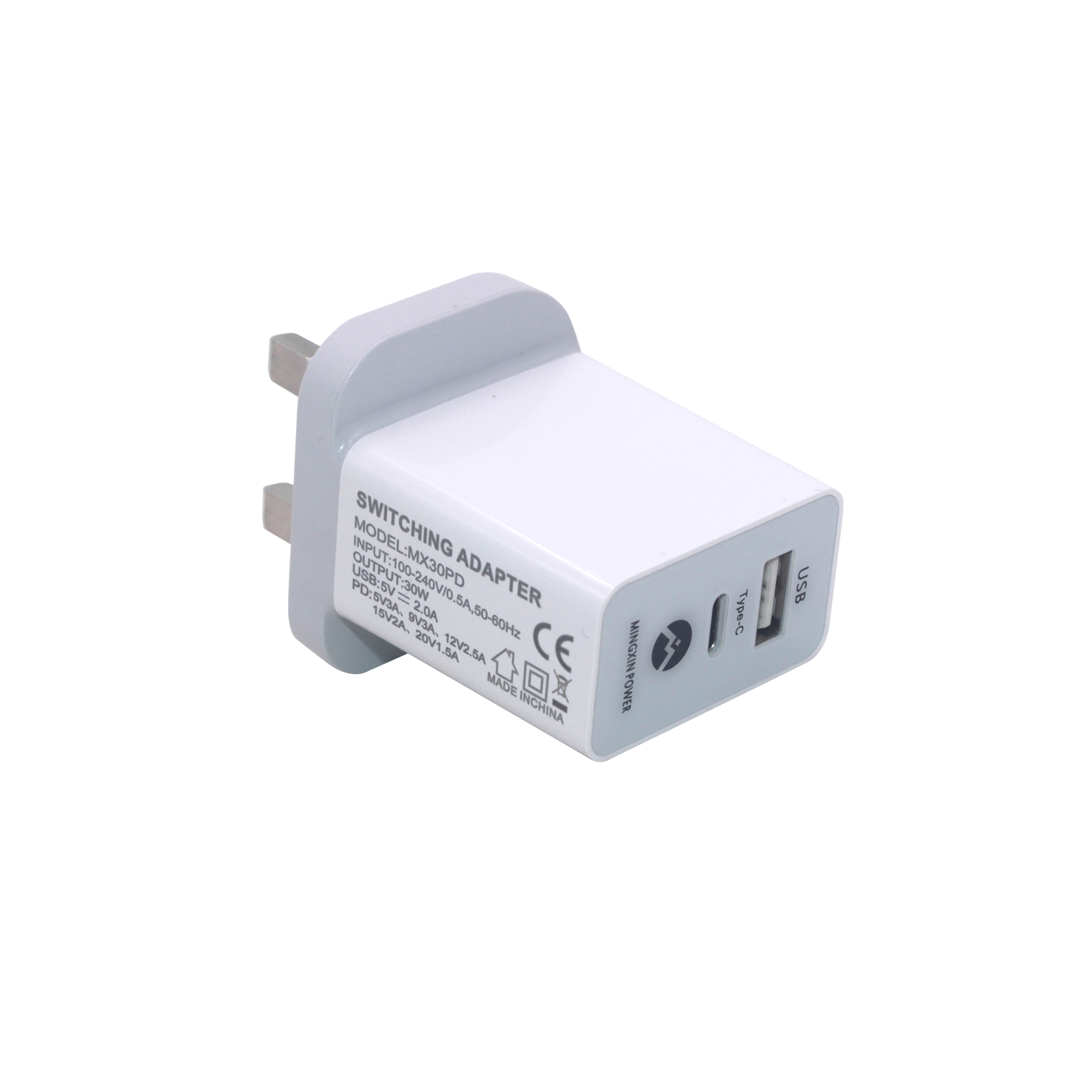 30w type-c PD charger with UK plug 